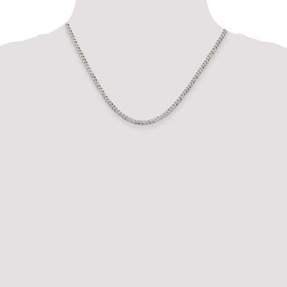 3.2mm, Sterling Silver, Solid Beveled Curb Chain Necklace, 18 Inch